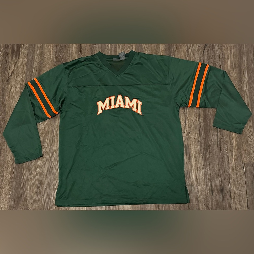 Vintage Men’s Pro Edge Miami Hurricanes Green Long Sleeve Jersey Shirt - XL
